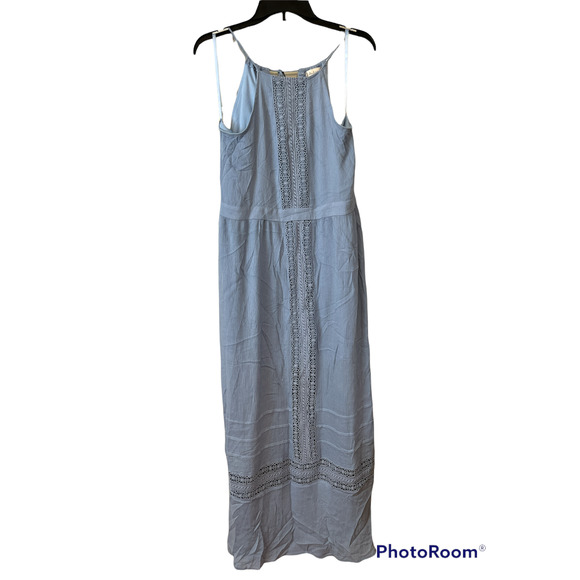 Altar'd State Dusty Blue Halter Maxi Dress Small Crochet Lined Boho Beachy - Picture 1 of 7